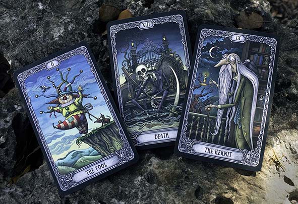 le fou - la mort - l'hermit - the dark mansion tarot